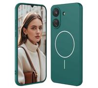 GOGME Funda De Silicona Líquida para Realme P3 Lite con Carcasa Suave Y Shockproof Cover, Slim Case, Compatible con MagSafe - Verde Oscuro