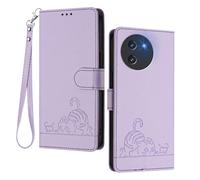 GOGME Funda para DOOGEE Note 59 / Note 59 Pro - Gato Lindo en Relieve de Cuero Cartera Antigolpes Carcasa con Ranuras para Tarjetas/Bloqueo RFID/Función de Soporte, Violet