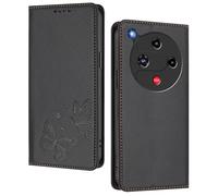 GOGME Funda para Nubia ZTE Focus 2, Carcasa de Cuero Premium con Mariposa en Relieve, Tarjetero, Soporte, Funda Antigolpes, Carcasa Monedero Flip - Negro