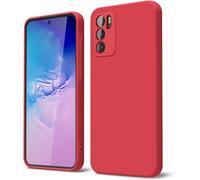 GOGME Funda para OPPO A16 / A54 / A16s Capa con Forro de Microfibra Antiarañazos Líquida Silicona Carcasa Antigolpes Protector Móvil Case Cover, Rojo