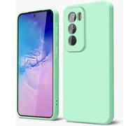 GOGME Funda para OPPO Reno 12 5G / Reno12 5G Capa con Forro de Microfibra Antiarañazos Líquida Silicona Carcasa Antigolpes Protector Móvil Case Cover, Verde Claro