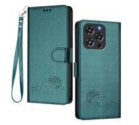 GOGME Funda para Oukitel C3 2025 - Gato Lindo en Relieve de Cuero Cartera Antigolpes Carcasa con Ranuras para Tarjetas/Bloqueo RFID/Función de Soporte, Vert Foncé