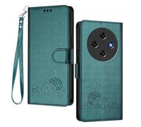GOGME Funda para Oukitel C5 2025 - Gato Lindo en Relieve de Cuero Cartera Antigolpes Carcasa con Ranuras para Tarjetas/Bloqueo RFID/Función de Soporte, Vert Foncé