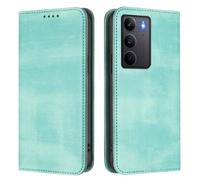 GOGME Funda para Realme 14X 5G, Carcasa Cartera de Cuero con Protección RFID, Funda Flip con Soporte y Ranuras para Tarjetas - Verde Claro