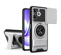 GOGME Funda para Realme C71 4G, Carcasa con Soporte de Anillo 2 en 1 & Magnético, Protector con Tapa Corrediza para Cámara, Protección Integral - Plata