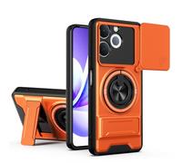 GOGME Funda para Realme C71 4G, Carcasa con Soporte de Anillo 2 en 1 & Magnético, Protector con Tapa Corrediza para Cámara, Protección Integral - Naranja
