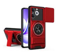 GOGME Funda para Realme C71 4G, Carcasa con Soporte de Anillo 2 en 1 & Magnético, Protector con Tapa Corrediza para Cámara, Protección Integral - Rojo