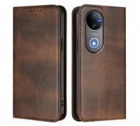 GOGME Funda para Vivo V50 5G, Carcasa Cartera de Cuero con Protección RFID, Funda Flip con Soporte y Ranuras para Tarjetas - Marrón