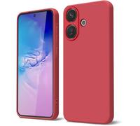 GOGME Funda para Vivo V60 Lite 5G Capa con Forro de Microfibra Antiarañazos Líquida Silicona Carcasa Antigolpes Protector Móvil Case Cover, Rojo
