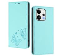 GOGME Funda para Vivo V70 5G, Carcasa de Cuero Premium con Mariposa en Relieve, Tarjetero, Soporte, Funda Antigolpes, Carcasa Monedero Flip - Verde Claro
