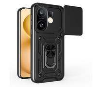 GOGME Funda para Vivo X200 FE, TPU Interior + PC Anti-Choque Carcasa con Soporte para Anillos y Cubierta Dslizante para Cámara - Negro