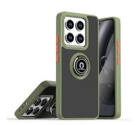 GOGME Funda para Xiaomi 14T Pro 5G, TPU Suave + PC Anti-Choque Translúcido Carcasa con Soporte para Anillos - Ejercito Verde