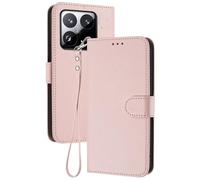 GOGME Funda para Xiaomi 15T 5G, Billetera de Cuero Premium con Cierre Magnético Carcasa, Ranuras Tarjetas, Soporte y Correa de Mano - Rosa