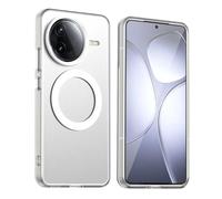 GOGME Funda para Xiaomi Poco F7 Pro, Compatible con MagSafe, TPU Suave + PC Anti-Choque Carcasa Antigolpes Translúcida Mate Respaldo - Blanco