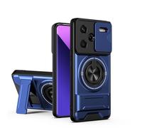 GOGME Funda para Xiaomi Redmi Note 13 Pro+ Plus 5G, Carcasa con Soporte de Anillo 2 en 1 & Magnético, Protector con Tapa Corrediza para Cámara, Protección Integral - Azul