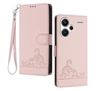 GOGME Funda para Xiaomi Redmi Note 13 Pro+ Plus 5G - Gato Lindo en Relieve de Cuero Cartera Antigolpes Carcasa con Ranuras para Tarjetas/Bloqueo RFID/Función de Soporte, Or Rose