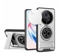 GOGME Funda para ZTE Blade A35E 4G, Carcasa con Soporte de Anillo 2 en 1 & Magnético, Protector con Tapa Corrediza para Cámara, Protección Integral - Plata