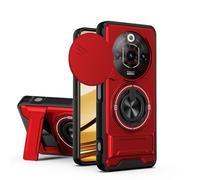 GOGME Funda para ZTE Nubia Focus Pro 5G, Carcasa con Soporte de Anillo 2 en 1 & Magnético, Protector con Tapa Corrediza para Cámara, Protección Integral - Rojo