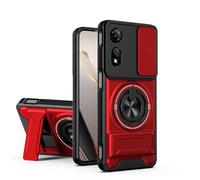 GOGME Funda para ZTE Nubia Neo 2 5G, Carcasa con Soporte de Anillo 2 en 1 & Magnético, Protector con Tapa Corrediza para Cámara, Protección Integral - Rojo