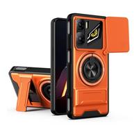 GOGME Funda para ZTE Nubia Neo 3 5G, Carcasa con Soporte de Anillo 2 en 1 & Magnético, Protector con Tapa Corrediza para Cámara, Protección Integral - Naranja
