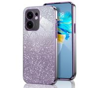 GOGME Glitter Funda para OPPO Reno 13F /Reno 13FS, Marco Galvanizado TPU Anti-arañazos Brillantina/Transparente Protectora Carcasa. Púrpura