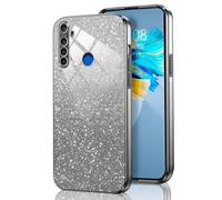 GOGME Glitter Funda para Realme 5 / Realme 5S / Realme 5i / Realme C3, Marco Galvanizado TPU Anti-arañazos Brillantina/Transparente Protectora Carcasa. Negro