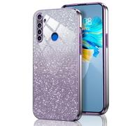 GOGME Glitter Funda para Realme 5 / Realme 5S / Realme 5i / Realme C3, Marco Galvanizado TPU Anti-arañazos Brillantina/Transparente Protectora Carcasa. Púrpura