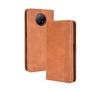 GOGME Leather Folio Funda para Xiaomi Redmi Note 9T 5G Funda, Flip Wallet Carcasa Tipo Libro Protector Magnético y Plegable de PU + TPU Soporte de Ranuras para Tarjetas, Marrón