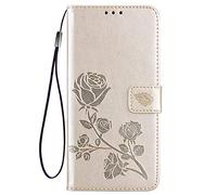 GOGME Libro Funda para Xiaomi Poco X7 Pro 5G, Carcasa Magnético en Cuerode Estampado en Relieve 3D, Case con Ranuras para Tarjetas e Soporte Plegable.Oro