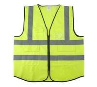 GOGO 5 Bolsillos de Alta Visibilidad Cremallera Frontal Transpirable Chaleco de Seguridad Con Tiras Reflectantes, Uniforme de Trabajo, NeonVerde, L