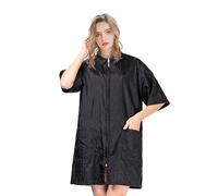 GOGO Chaqueta estilo bata de peluquería, chaleco de delantal de capa de corte de pelo para peluqueros de perros Nail SPA Salon-negro