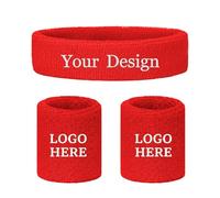 GOGO Conjunto de Bandas de Neón Personalizadas Rojo Neón, Diadema Bordada y Muñequeras de Tela de Toalla para Deportes: Correr y Baloncesto