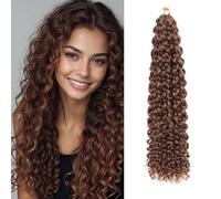 Gogo Curl Crochet Hair 18 Inch 8 Packs Pre Looped Water Wave Beach Curl Ocean Wave Crochet Braiding Hair, Bohemian Crochet Braid Synthetic Curly Braiding Braids for Women (30#, 18 Inch 8 packs)