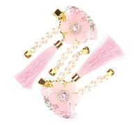 Gogogmee 1 Par horquilla abanico japonés hair clips horquillas moño accesorios para el cabello hanfu clips de bebé para el cabello pinza de pelo para niñas pasadores de flores Acrílico rosa