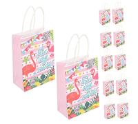 Gogogmee 12 Bolsas de Papel para Obsequio Diseño de Flamencos, Creativas y Adorables, Ideales para Fiestas de Cumpleaños y Duchas Nupciales, Paquete de 12 Unidades
