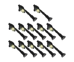 Gogogmee 12 Farolas Miniatura de Resina Negra 5,5 Cm para Casas de Muñecas, Figuras de Paisajes en Miniatura, Mini Lámparas Decorativas para Escenas de Jardín y Micropaisajes