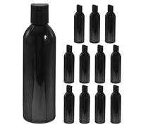 Gogogmee 12 Piezas Botellas de Viaje Recargables para Champú y Loción, Set de 12 Piezas de 250 Ml, Dispensadores de Plástico con Tapa a Presión Negra, Envases Portátiles para Cuidado Piel y