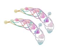 Gogogmee 12piezas Lazo Cabello Cuentas de Corazón Elástico y Colorido para Fiestas Escuela y Uso Diario Rosa Morado Azul Amarillo Verde