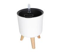 Gogogmee 1pieza Maceta De Autorriego con Indicador Agua Diseño Moderno y Elegante para Decoración De Hogar y Oficina Mediano Altura Incluye Base De Madera para Suculentas y Plantas De