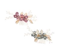 Gogogmee 2 Pcs Tocado de Boda para Mujer Peinetas Laterales Flores y Perlas Diseño Elegante Accesorios Cabello de Novia y Bodas