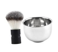 Gogogmee 2 piezas Brocha y Cuenco para Afeitar Hombres Acero Inoxidable Duradero Mango Ergonómico Cabezal para Rica Fácil Limpieza y Transporte Kit Práctico para Afeitado Cómodo