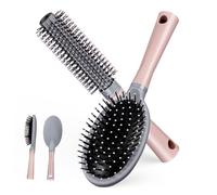 Gogogmee 2 piezas Cepillo Redondo Rizador y Peine Desenredante Ergonómico para Tipo de Cabello para Peinados con Volumen y Rizos Definidos de Unidades Rosa para Uso Profesional y Diario