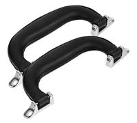 Gogogmee 2 Piezas de Empuñaduras para Maleta de Cuero Negro Base Plateada, Asa de Agarre Ergonómica para Equipaje y Caja de Herramientas, Accesorio de Repuesto Resistente y Versátil