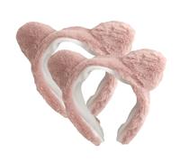 Gogogmee 2 piezas Diadema de Felpa con Orejas de Gato y Ancha para Lavado Facial Maquillaje y Cuidado Piel Spa y Yoga Cómoda y Elegante para Mujer