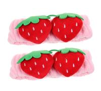 Gogogmee 2 piezas Diadema de Fresa Elástica para Lavado Facial y Maquillaje Cinta para Pelo Mujer Rosa Cómoda y Resistente para Spa Cuidado Piel y Yoga