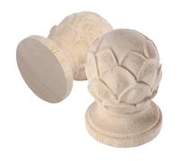 Gogogmee 2 Piezas Finial de Madera Tallada para de Cama y Valla Sin Terminar Remates Decorativos Resistente la Intemperie con Diseño de Loto para Hogar y Jardín