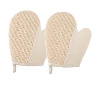Gogogmee 2 piezas Guantes de Baño Exfoliantes de Lino y Algodón Manoplas Dobles para Ducha y Spa para Eliminar Piel Muerta y Limpiar Espalda Pack Unidades