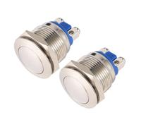Gogogmee 2 Piezas Interruptor Botón Metálico Redondo Resistente al Agua Pulsador Momentáneo Inoxidable para Motor Timbre Exterior y Control Eléctrico Pack Unidades Plata