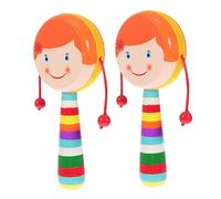 Gogogmee 2 Piezas juguetes interactivos juguetes niño brain toys sonajero portátil para bebés de agarre montessori mano pequeño sonajero sonajero de madera