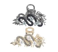 Gogogmee 2 Piezas Pinzas de Pelo Dragón Metálicas Clip de Antideslizante para Peinados Semirecogidos Diseño Chino para Eventos Culturales de Unidades Azul y Dorado